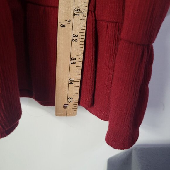 KNOX ROSE Women's XXL Baby Doll Long Sleeve Dress V Neck Boho Red - Picture 8 of 9